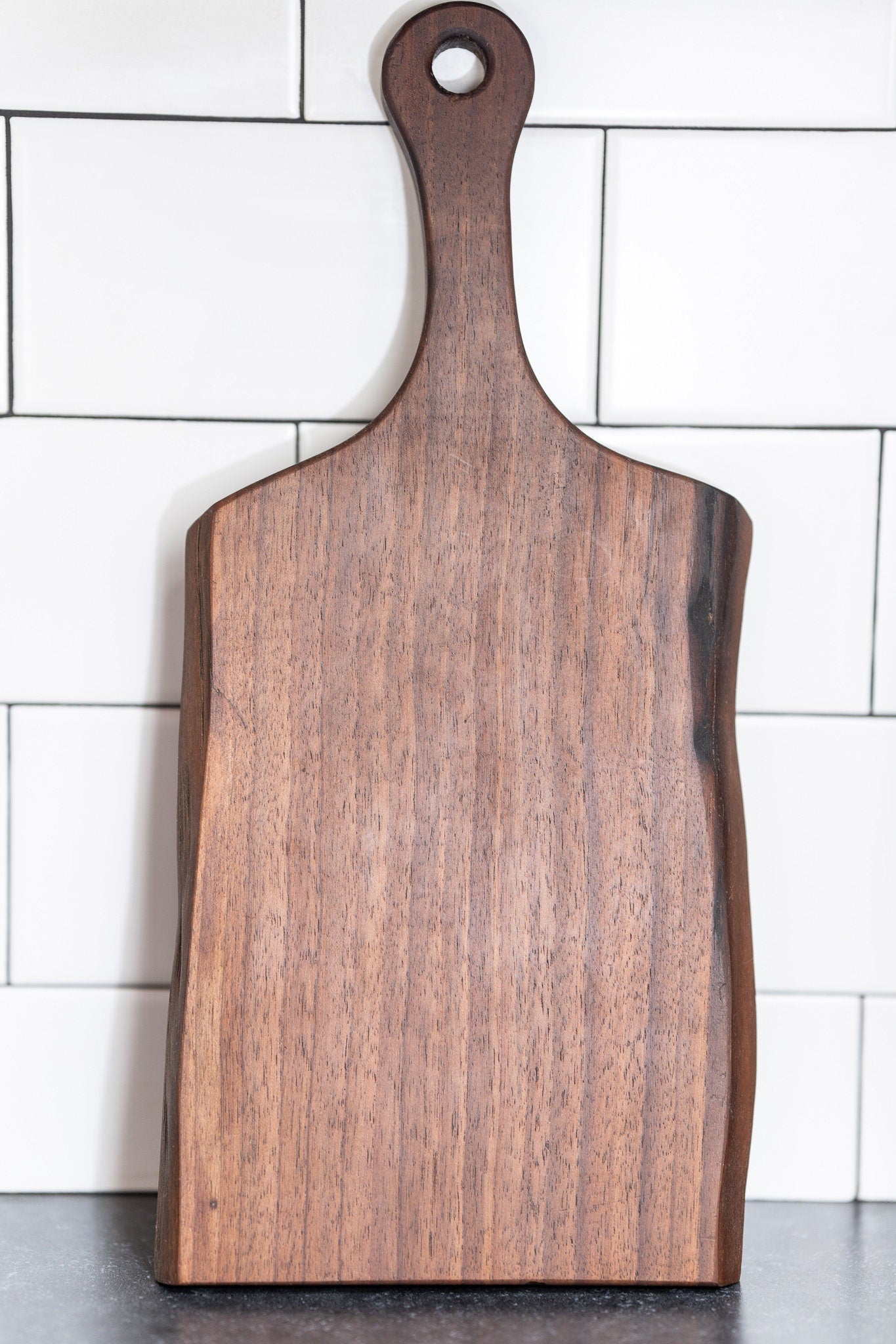 Handcrafted Live Edge Black Walnut Charcuterie Board with Wood Handle