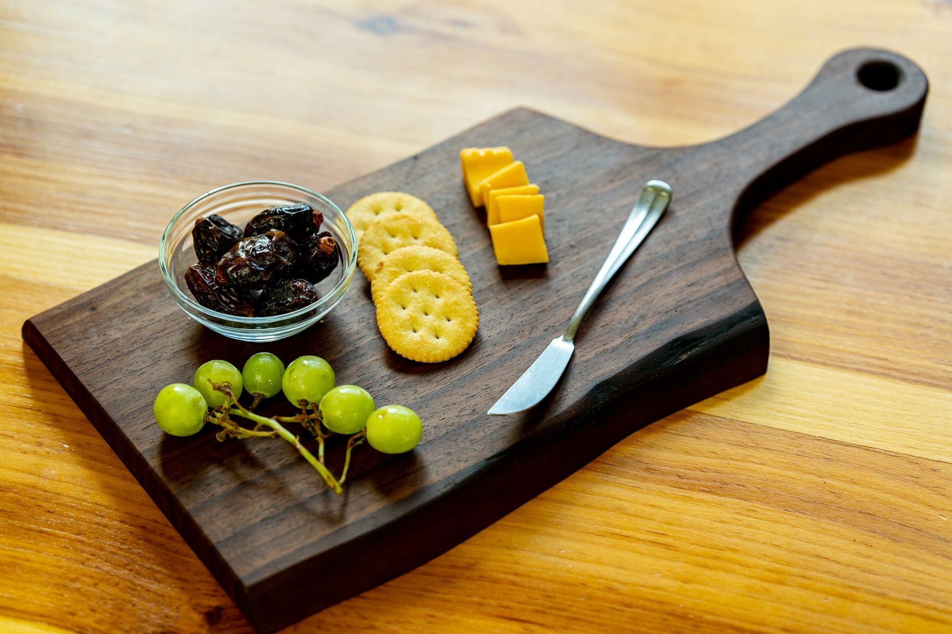 Handcrafted Live Edge Black Walnut Charcuterie Board with Wood Handle