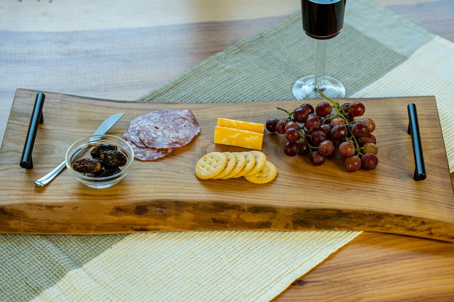 Handmade Live Edge Cherry Charcuterie Board: Rustic Wood Kitchen Decor