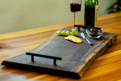 Handcrafted Live Edge Walnut Charcuterie Board with Handles