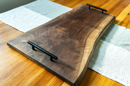 Handcrafted Live Edge Walnut Charcuterie Board with Handles