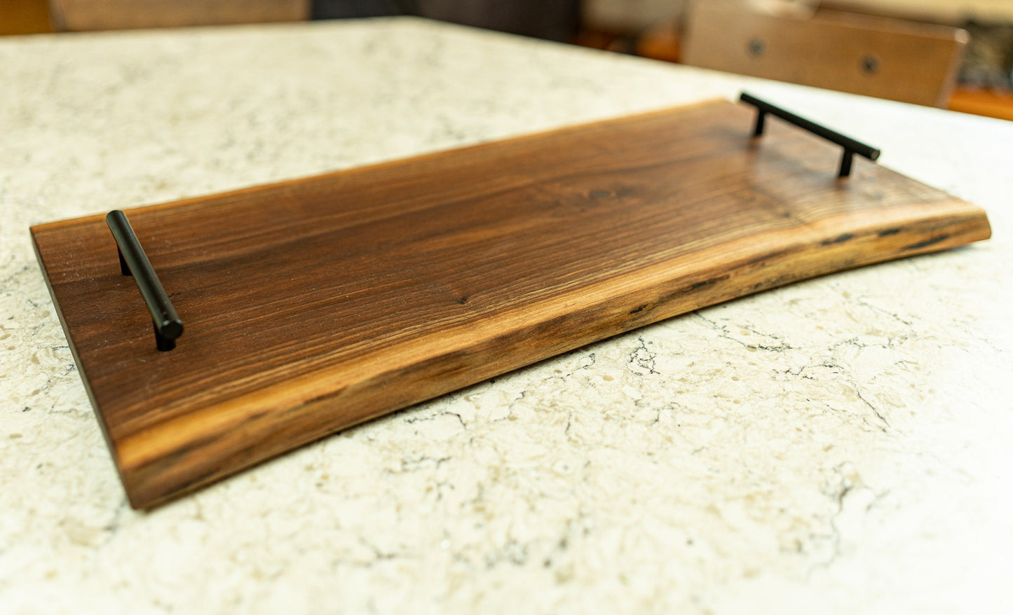 Handcrafted Live Edge Walnut Charcuterie Board with Handles