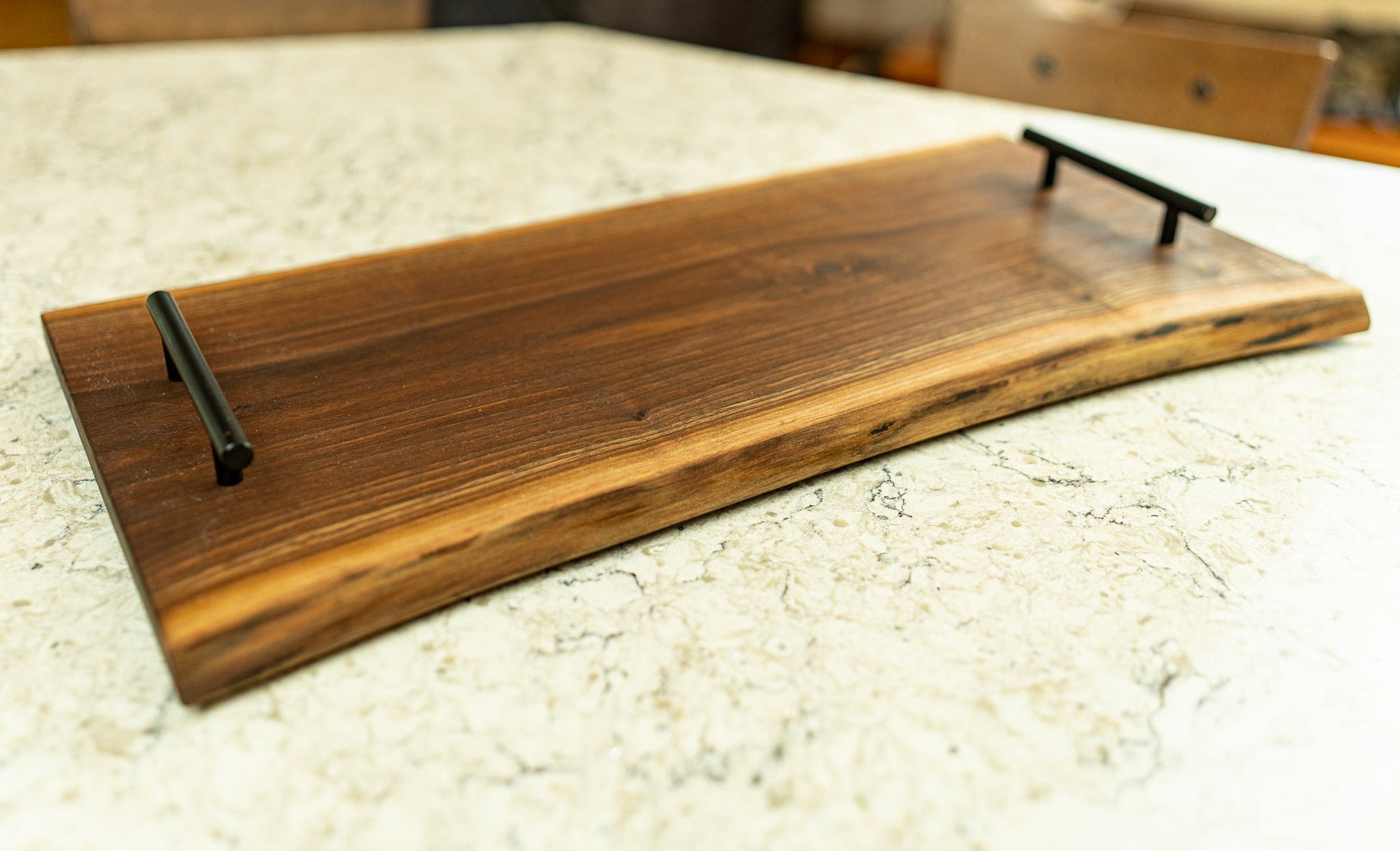 Handcrafted Live Edge Walnut Charcuterie Board with Handles