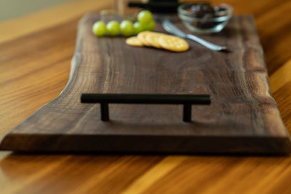 Handcrafted Live Edge Walnut Charcuterie Board with Handles
