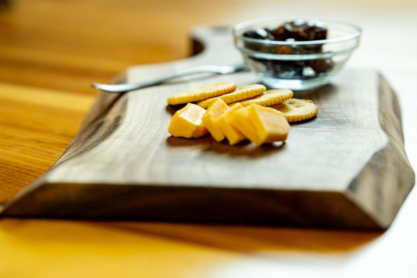 Handcrafted Live Edge Black Walnut Charcuterie Board with Wood Handle