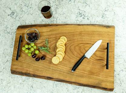 Handmade Live Edge Cherry Charcuterie Board: Rustic Wood Kitchen Decor