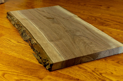 1.25" Raw Black Walnut Live Edge Board: Kiln Dried Slab