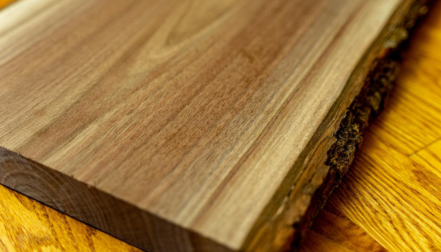 1.25" Raw Black Walnut Live Edge Board: Kiln Dried Slab