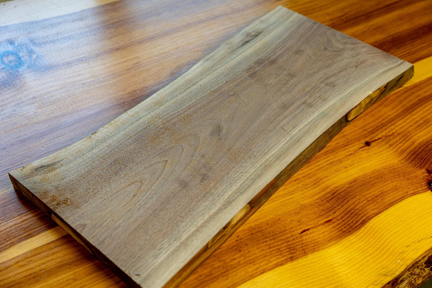 1.25" Raw Black Walnut Live Edge Board: Kiln Dried Slab