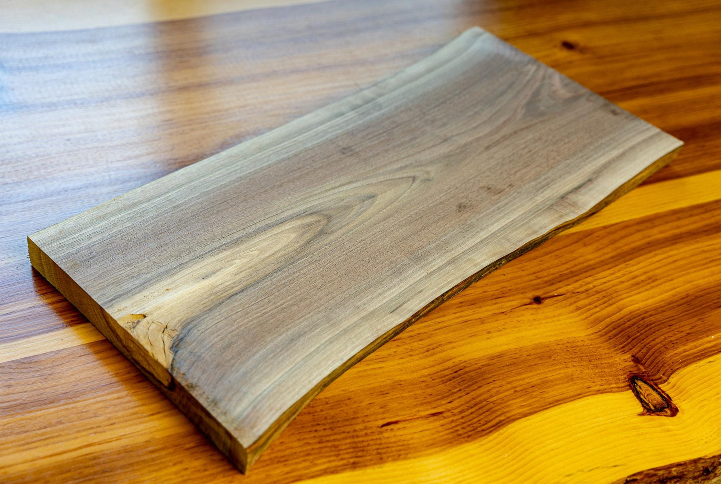 1.25" Raw Black Walnut Live Edge Board: Kiln Dried Slab