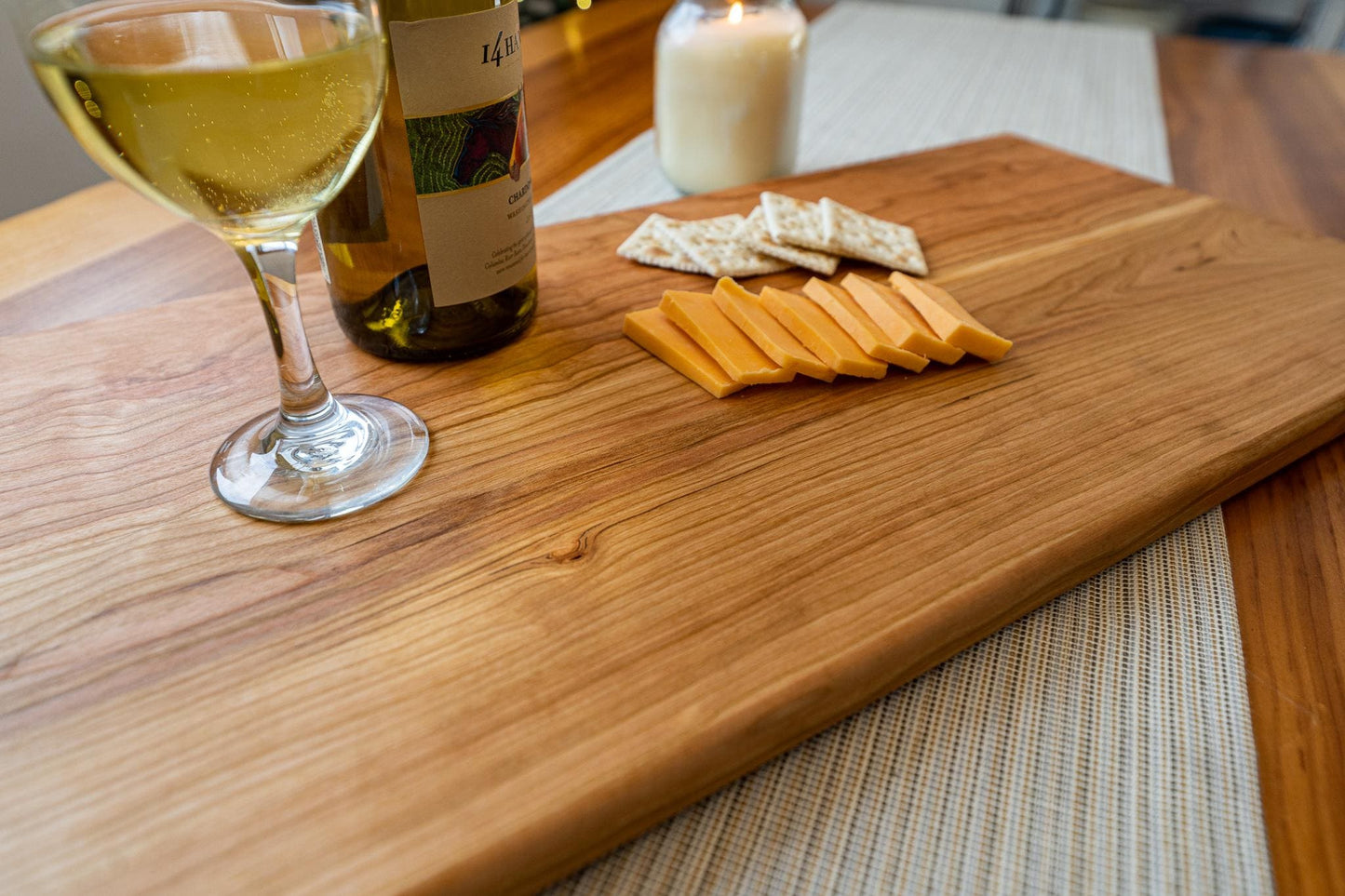 Handcrafted Cherry Wood Charcuterie Board: Solid Wood Kitchen Decor