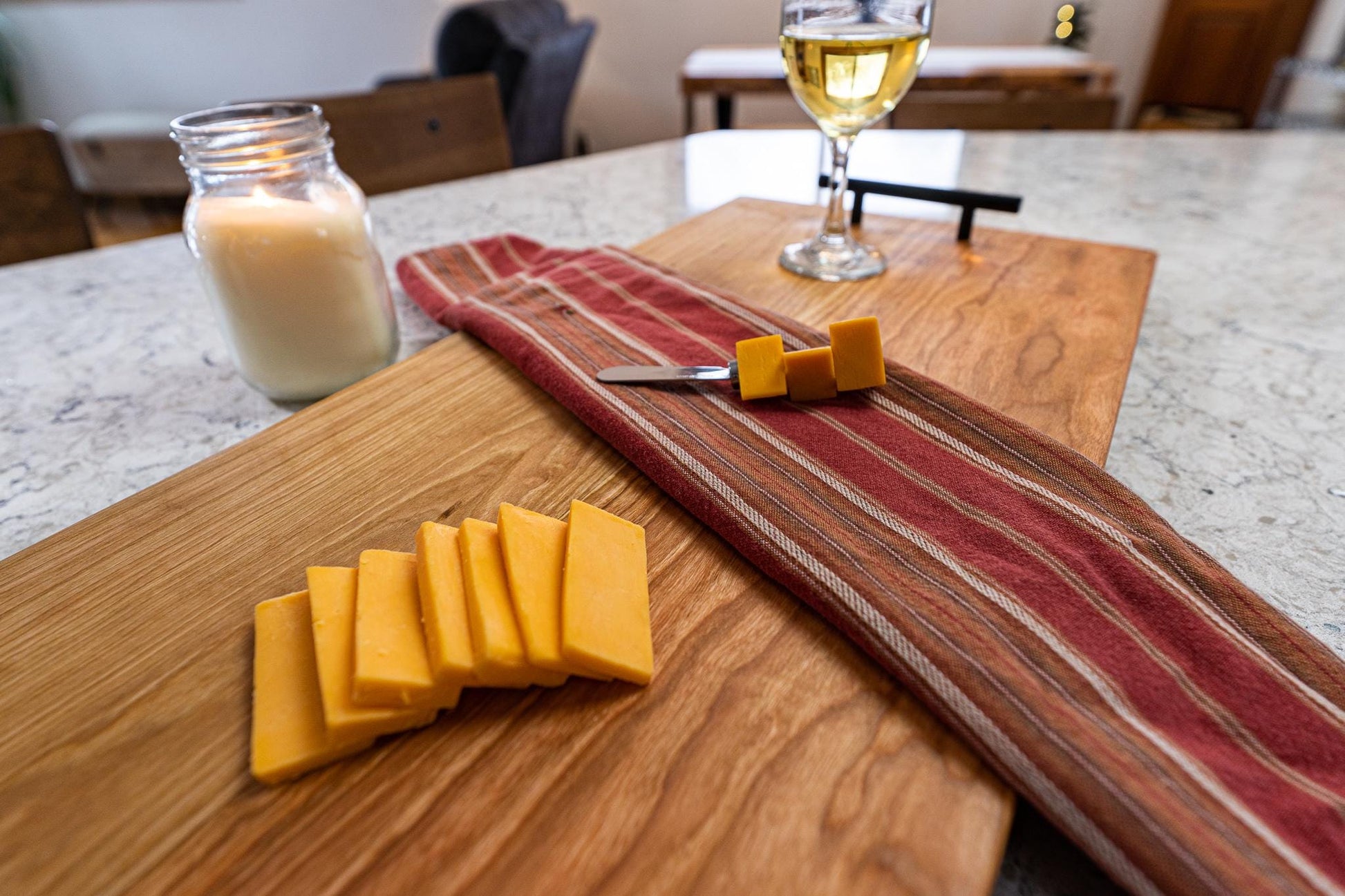 Handcrafted Cherry Wood Charcuterie Board: Solid Wood Kitchen Decor