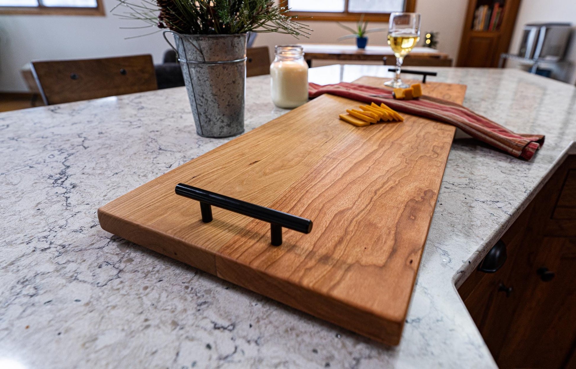 Handcrafted Cherry Wood Charcuterie Board: Solid Wood Kitchen Decor