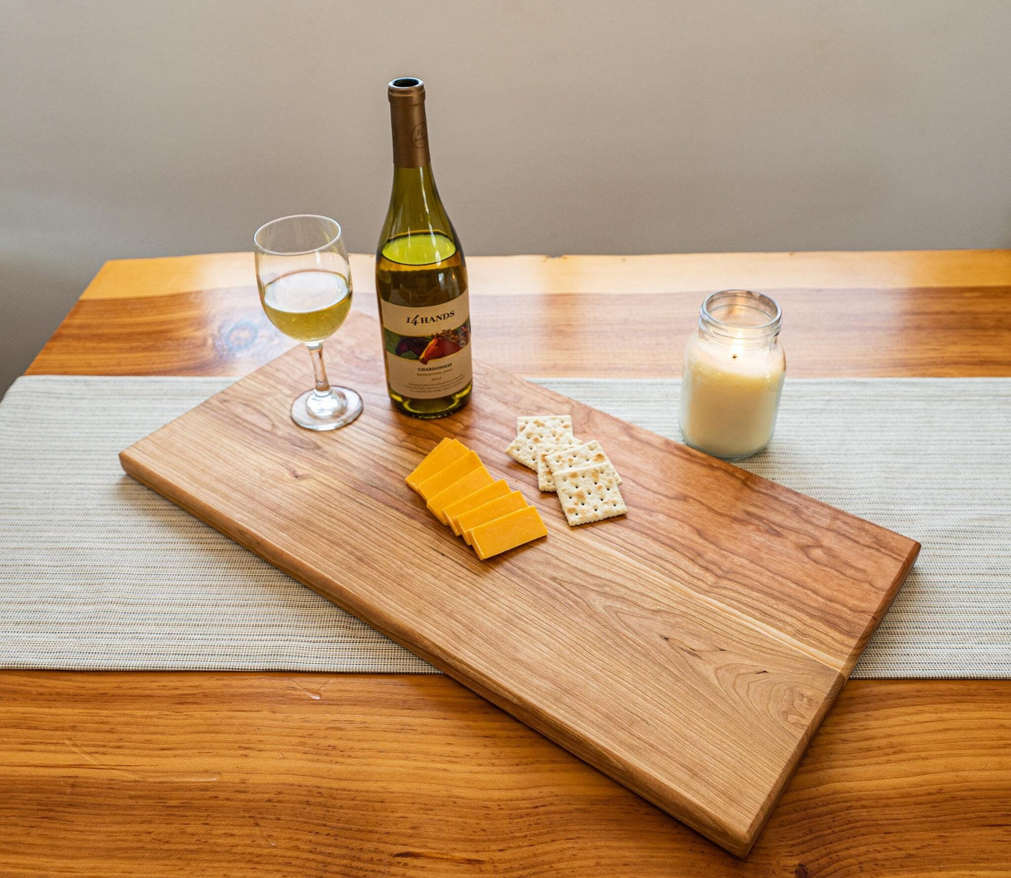 Handcrafted Cherry Wood Charcuterie Board: Solid Wood Kitchen Decor