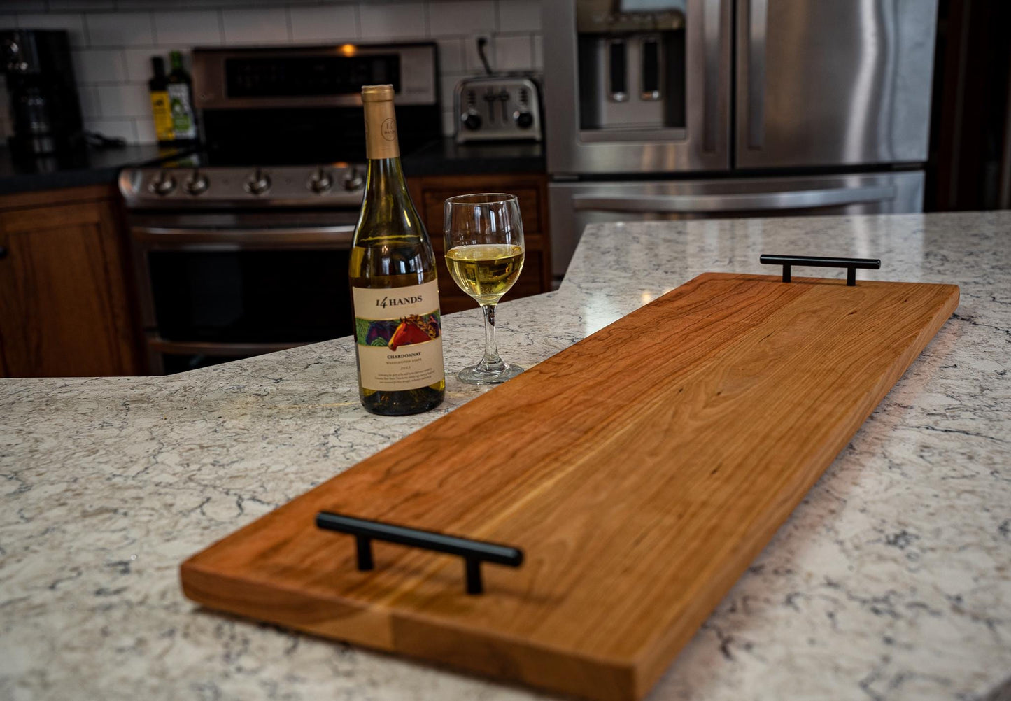 Handcrafted Cherry Wood Charcuterie Board: Solid Wood Kitchen Decor