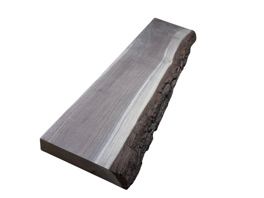 1.75" Live Edge Walnut Board (Single Edge) | 7/4 1LE Black Walnut | Kiln-Dried Slab for Shelves, Benches & DIY Projects