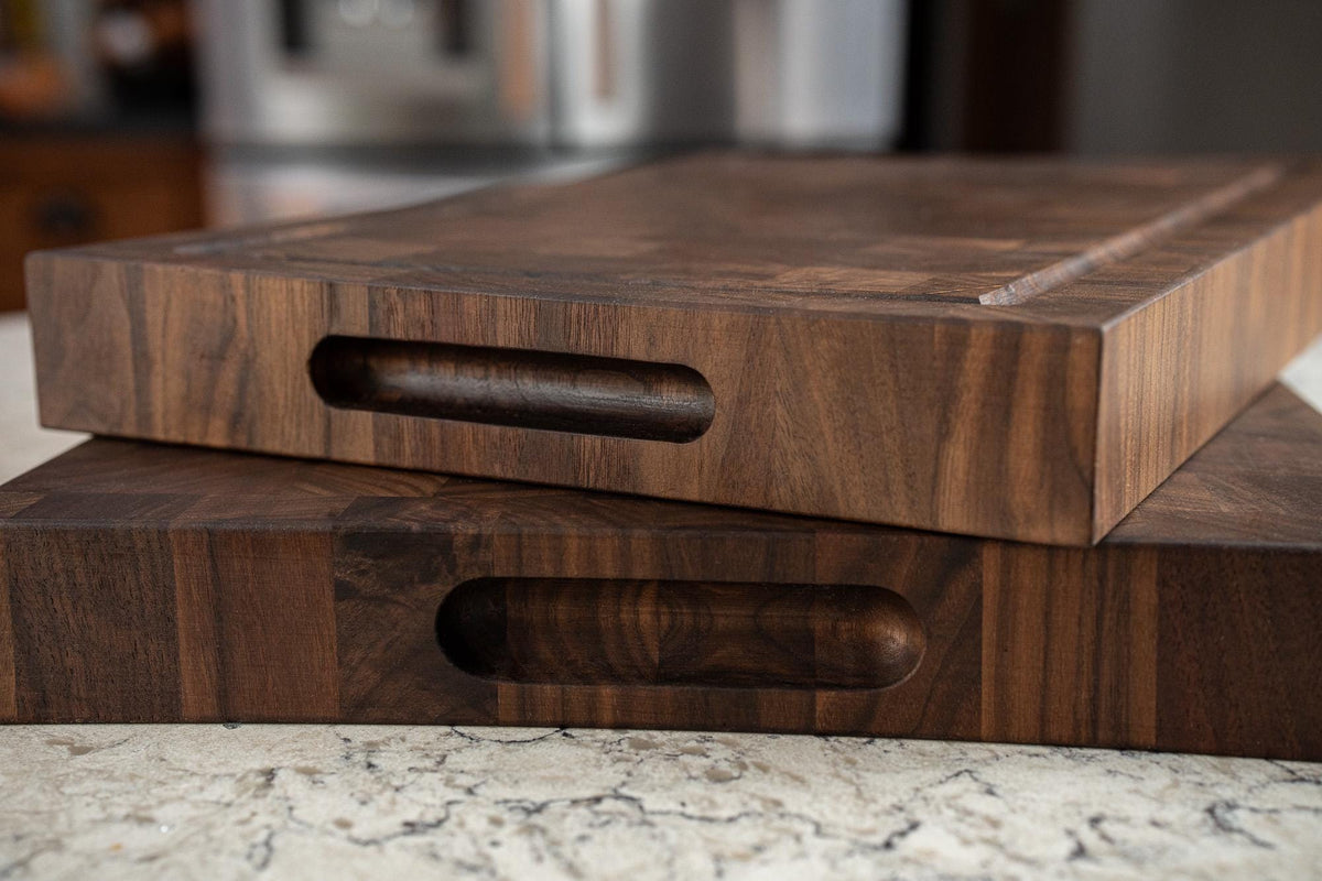 Handcrafted Walnut End Grain Cutting Board, Thick Walnut Butcher Block, Made In USA