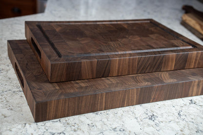 Handcrafted Walnut End Grain Cutting Board, Thick Walnut Butcher Block, Made In USA