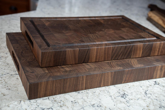 Handcrafted Walnut End Grain Cutting Board, Thick Walnut Butcher Block, Made In USA
