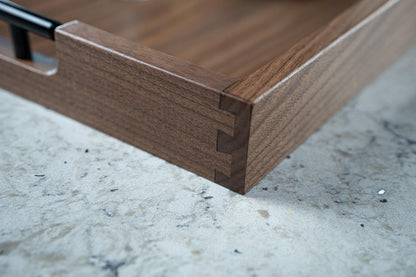 Walnut Serving Tray with Handles, Dovetail Wood Tray, Ottoman Tray, Coffee Table Tray, Handmade in the USA