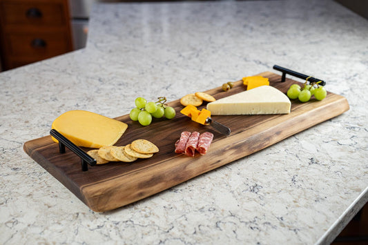 Handcrafted Live Edge Walnut Charcuterie Board with Handles