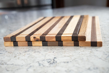 Walnut & Maple Cutting Board, Face Grain Wood Chopping Board with Juice Groove, Handmade Hardwood Cutting Board