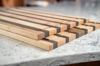 Walnut & Maple Cutting Board, Face Grain Wood Chopping Board with Juice Groove, Handmade Hardwood Cutting Board